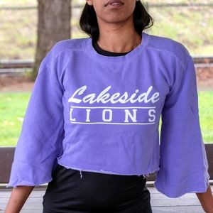 Upcycled flare sleeve crop top